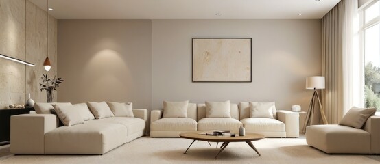 Cozy living room interior design. Generative AI technology.