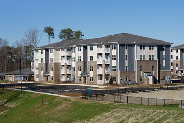 New apartment buildings in fall, winter