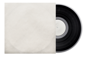 Old vinyl record on white background, png