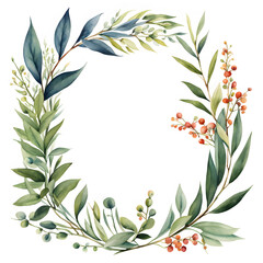 Fototapeta na wymiar watercolor-illustration-of-tiny-branches-of-wild-plants-floral-frame-in-minimalist-style-colorful