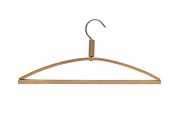 wooden clothes hanger isolated on transparent background, PNG clip art.