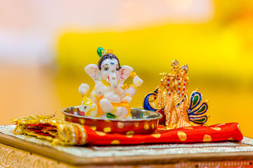 Indian Hindu wedding ceremony ritual items close up