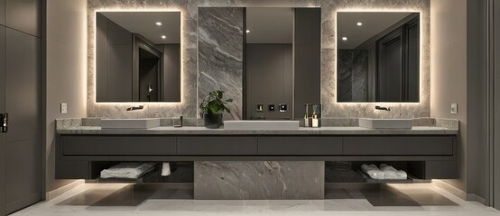 Luxury elegant bathroom vanity design. Generative AI technology.
