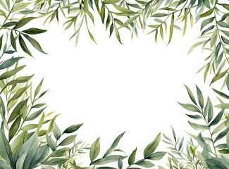 Fototapeta premium watercolor-illustration-of-tiny-branches-of-wild-plants-frame-in-minimalist-styleno-background