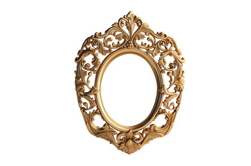 Cadre photo dor&eacute; antique isol&eacute; sur fond PNG transparent