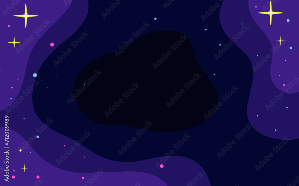 Wall mural vector space background . cute flat style template with stars in outer space