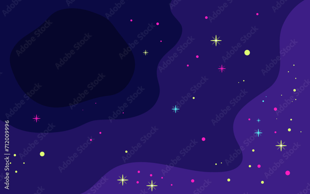 Poster vector space background . cute flat style template with stars in outer space