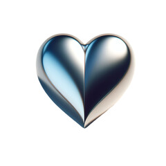 Beautiful silver heart isolated on transparent background.