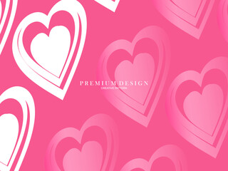 Pink heart background with modern concept. Romantic cute background.
