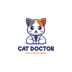 Cat doctor logo, this logo is very suitable as a veterinary clinic logo,