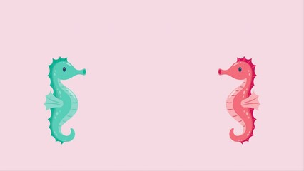 Couple seahorses in love motion. 4k video animated - Powered by Adobe