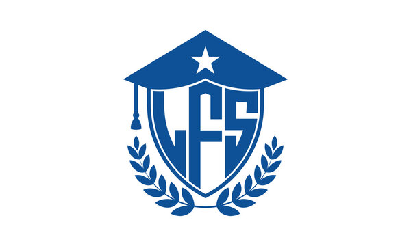LFS three letter iconic academic logo design vector template. monogram, abstract, school, college, university, graduation cap symbol logo, shield, model, institute, educational, coaching canter, tech