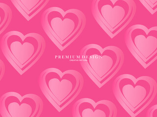 Pink heart background with modern concept. Romantic cute background.