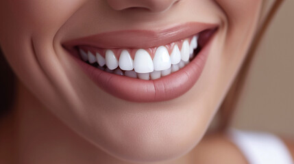 close-up of a woman smiling for tooth whitening ad