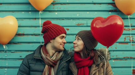 Obraz premium valentine’s day scene of couple looking in love