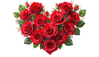 bouquet of red roses with a heart form