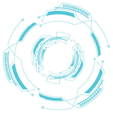 Circle technology elements set. Futuristic hud interface concept.Blue overlay style. サークルテクノロジー要素セット。 未来的な hud インターフェイスのコンセプト。青いオーバーレイ スタイル。