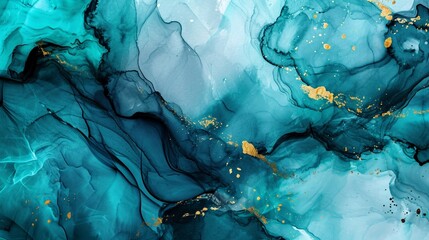 Abstract watercolor paint background by deep teal color silver and green with liquid fluid texture for backdrop.