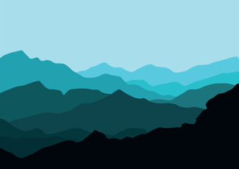 Landscape with mountains abstract. Vector illustration in flat style.