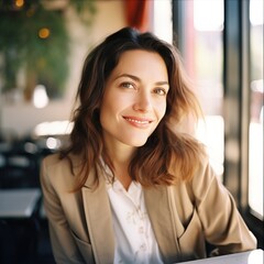 Fototapeta premium Portrait of a young woman smiling