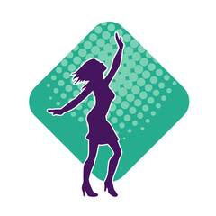 Silhouette of a slim female in dance pose. Silhouette of a woman dancing.