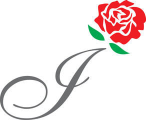i initial rose logo , abstract i rose logo