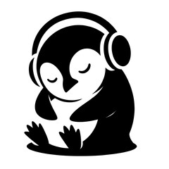 Fototapeta premium Icon of a penguin sleeping with headphones on generated by AI