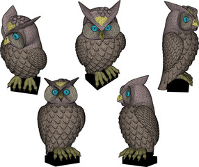 Vector sketch illustration design of an owl looking for prey © nur