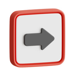 3D Right Arrow Sign Model Making Right Turns Safely. 3d illustration, 3d element, 3d rendering. 3d visualization isolated on a transparent background