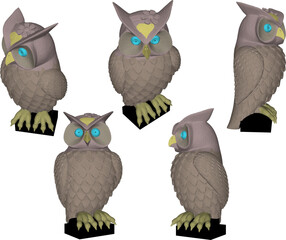 Vector sketch illustration design of an owl looking for prey