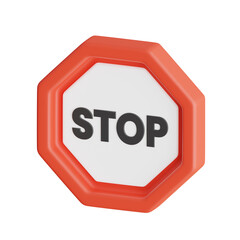 3D Stop Sign Model Importance of Traffic Control. 3d illustration, 3d element, 3d rendering. 3d visualization isolated on a transparent background