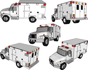 Vector sketch illustration design of fast motion ambulance car taking patient to hospital - obrazy, fototapety, plakaty