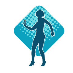 Silhouette of a slim female in dance pose. Silhouette of a woman dancing.