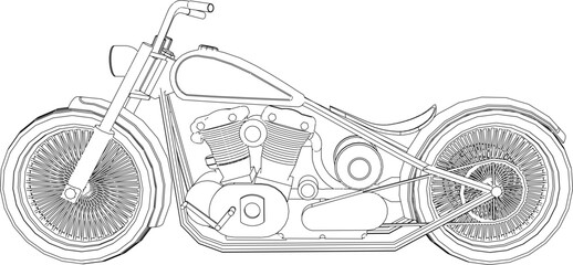 Vector sketch illustration of a cool modified chopper motorbike design for the contest  © nur