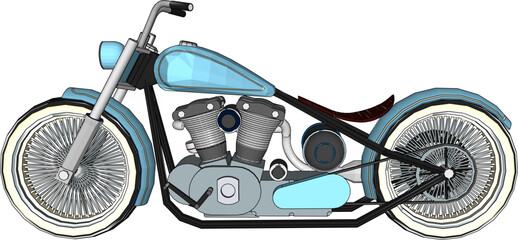 Vector sketch illustration of a cool modified chopper motorbike design for the contest - obrazy, fototapety, plakaty