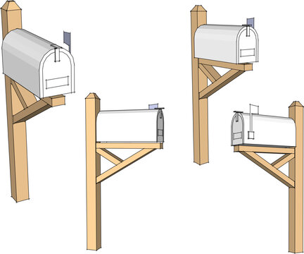 Vector sketch illustration of a classic vintage wooden mailbox design