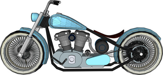 Obraz premium Vector sketch illustration of a cool modified chopper motorbike design for the contest