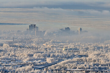 Winter landscape in Anchorage, Alaska.