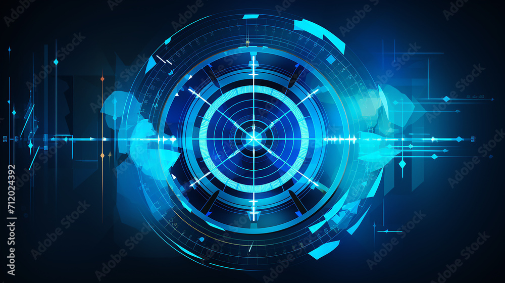 Wall mural abstract digital target with an arrow in the center