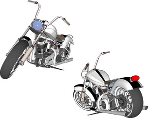 Vector sketch illustration of a large motorbike design full of modifications for travel © nur