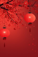 Obraz premium Vertical Background wallpaper with the theme of Chinese New Year for social media post 
