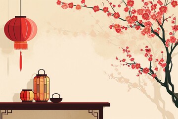 Background wallpaper with the theme of Chinese New Year for social media post	