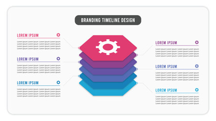 Hexagon Base Platform six step infographics