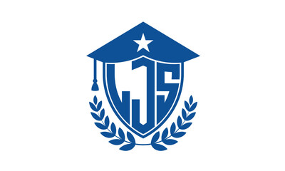 LJS three letter iconic academic logo design vector template. monogram, abstract, school, college, university, graduation cap symbol logo, shield, model, institute, educational, coaching canter, tech