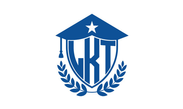 LKT three letter iconic academic logo design vector template. monogram, abstract, school, college, university, graduation cap symbol logo, shield, model, institute, educational, coaching canter, tech