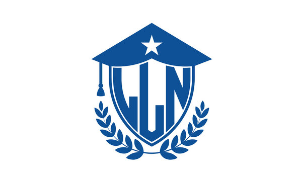 LLN three letter iconic academic logo design vector template. monogram, abstract, school, college, university, graduation cap symbol logo, shield, model, institute, educational, coaching canter, tech