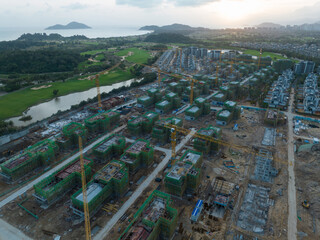 Aerial view of construction site in Hainan island , China