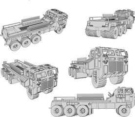 Vector sketch illustration of a transport truck car design at a mining site