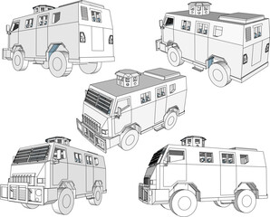 Vector sketch illustration of armored war fighting vehicle design