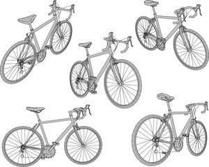 Vector sketch illustration of athlete's racing bike design for race